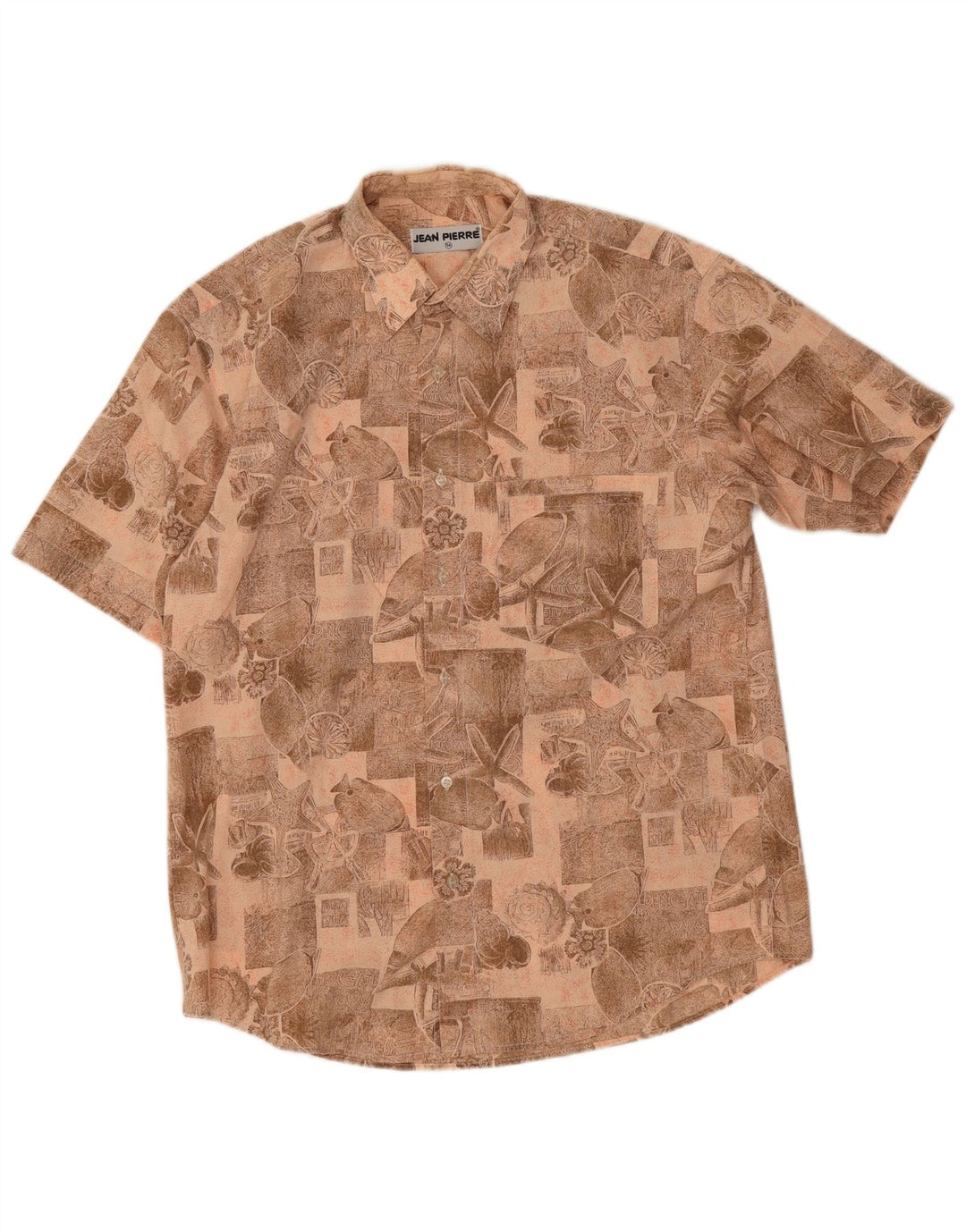 Camicia a maniche corte da uomo Jean Pierre Marrone medio geometrico