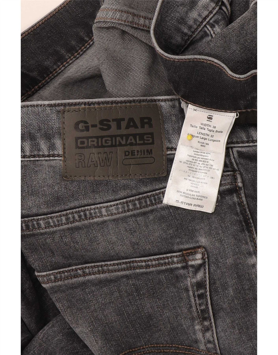 Jeans affusolati regolari da uomo G-Star W38 L32 cotone grigio