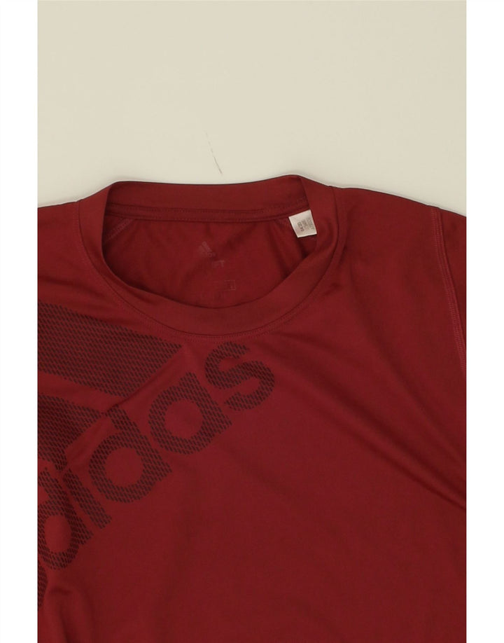 ADIDAS Mens Graphic T-Shirt Top Medium Maroon Polyester Vintage Adidas and Second-Hand Adidas from Messina Hembry 