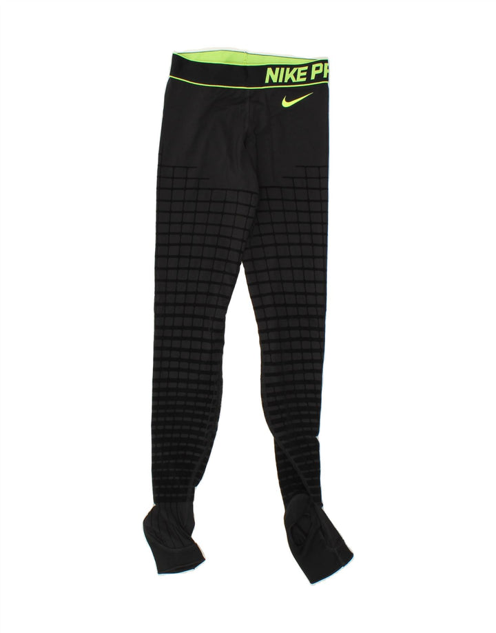 NIKE Womens Dri Fit Graphic Leggings UK 10 Small  Black Check Vintage Nike and Second-Hand Nike from Messina Hembry 