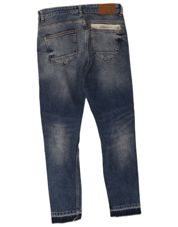 Jeans slim invecchiati da uomo Zara EU 38 Small W30 L27 cotone blu