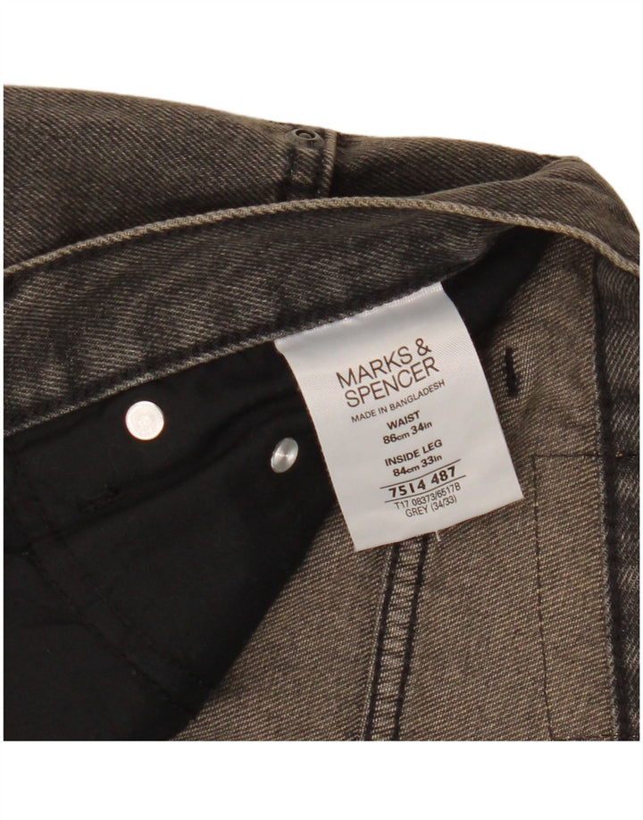 Jeans dritti Marks & Spencer da uomo blu Harbour W34 L26 cotone grigio
