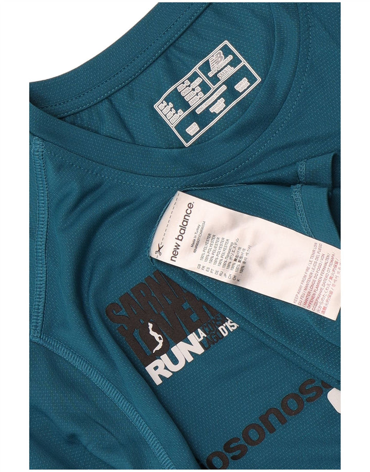 T-shirt grafica da uomo New Balance Top piccola in poliestere blu