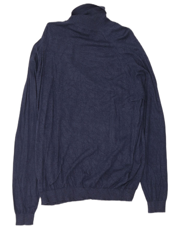 Maglione Zara da uomo slim fit con collo alto XL in viscosa blu navy