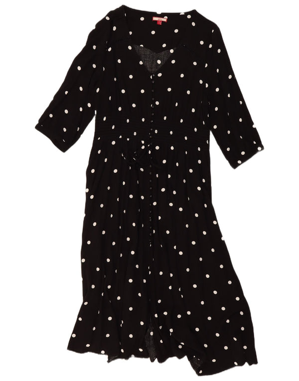 Abito camicia da donna con maniche a 3/4 Joe Browns UK 16 Grande pois nero