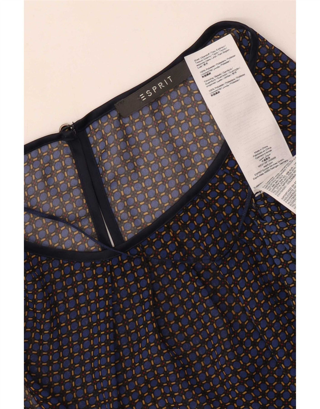 Camicetta senza maniche da donna Esprit UK 12 Poliestere medio a quadri blu navy