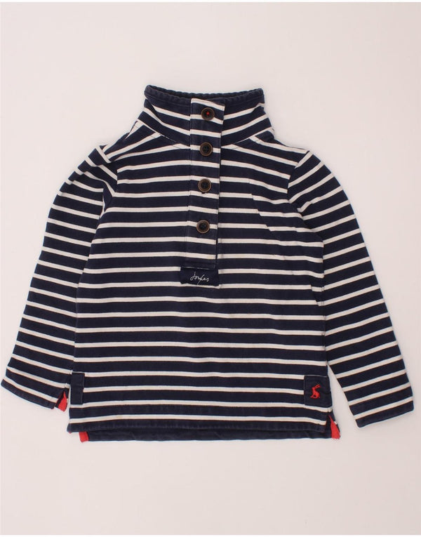 JOULES Felpa con Collo e Bottoni per Bambina 3-4 Anni a Righe Blu Navy
