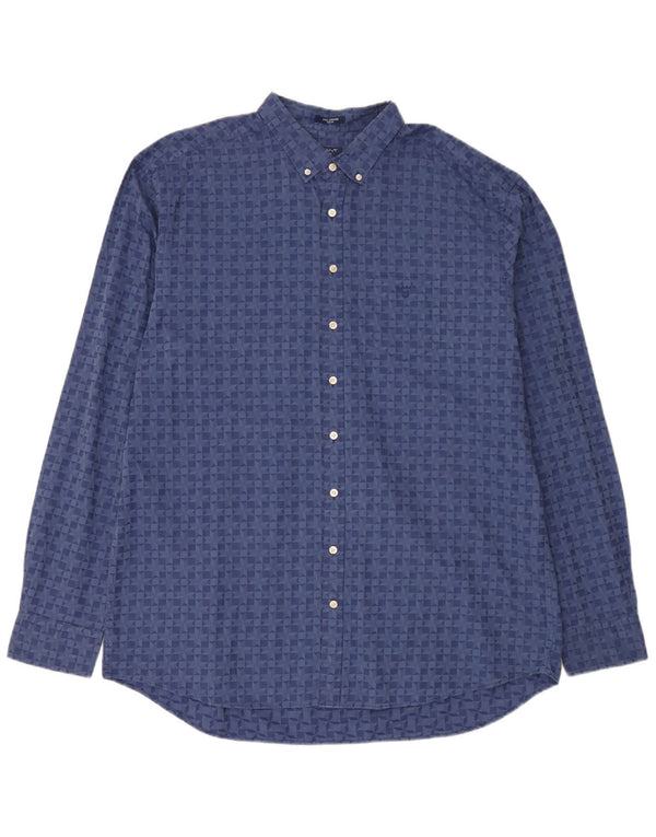 Gant Camicia da uomo vestibilità regolare taglia 47/48 19 3XL cotone geometrico blu