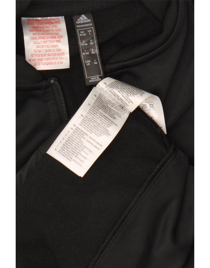 ADIDAS Girls Tracksuit Top Jacket 13-14 Years Black Polyester