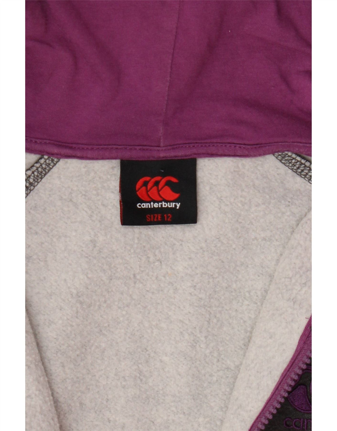 CANTERBURY Womens Zip Hoodie Sweater UK 12 Medium Grey Cotton Vintage Canterbury and Second-Hand Canterbury from Messina Hembry 
