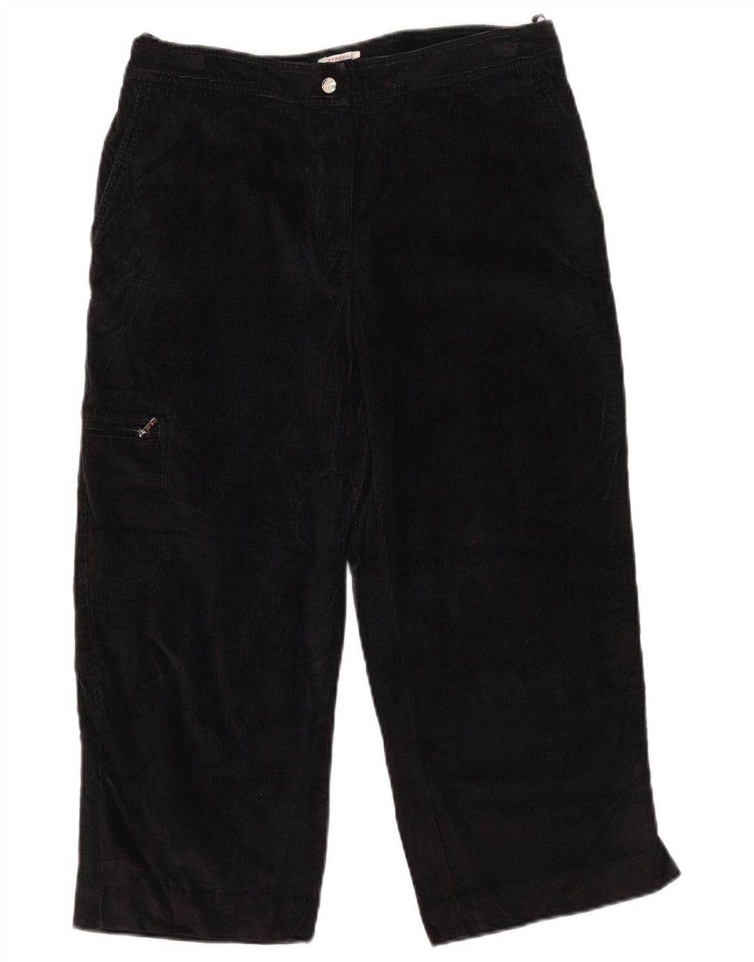 Pantaloni da donna Izod Capri Cargo in velluto a coste US 8 Medium W30 L22 Cotone nero
