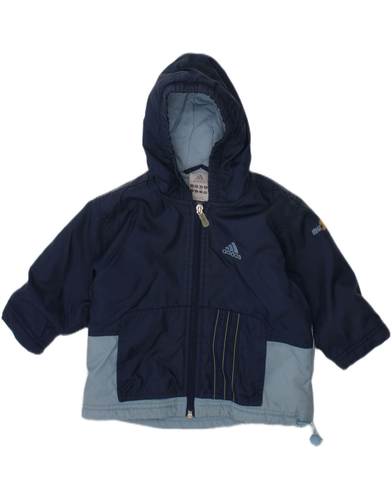 ADIDAS Baby Boys Windbreaker Jacket 6-9 Months Navy Blue Colourblock Vintage Adidas and Second-Hand Adidas from Messina Hembry 