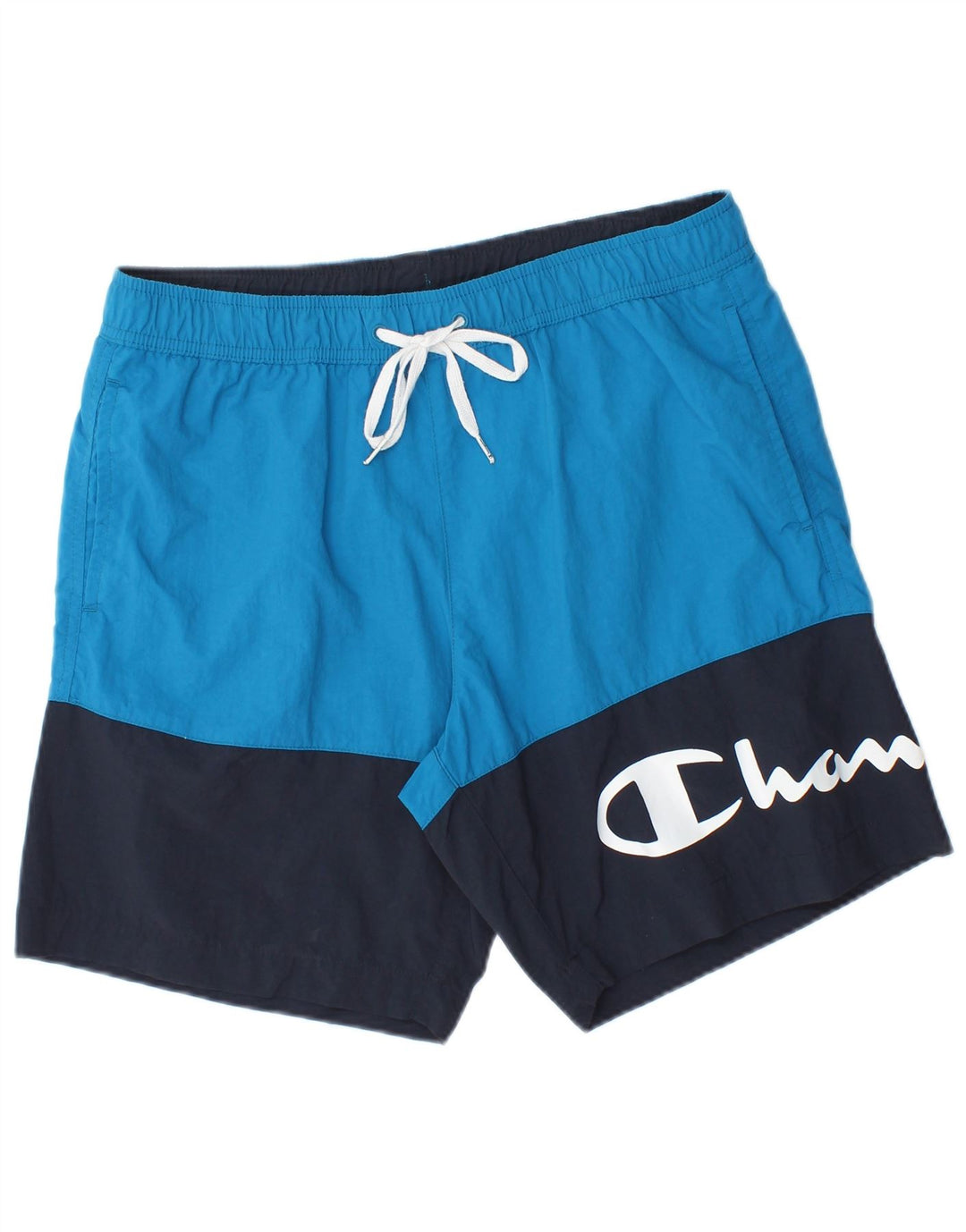 Pantaloncini da bagno grafici da uomo Champion Colorblock blu medio