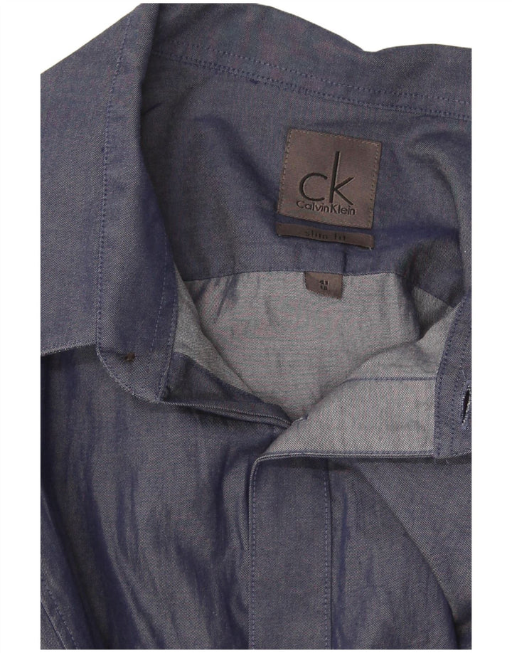 Camicia slim fit da uomo Calvin Klein taglia 41 16 grande blu navy