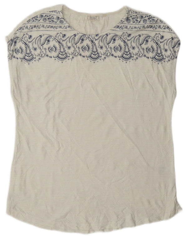 Maglietta da donna Fat Face Top UK 12 Cotone Paisley bianco medio