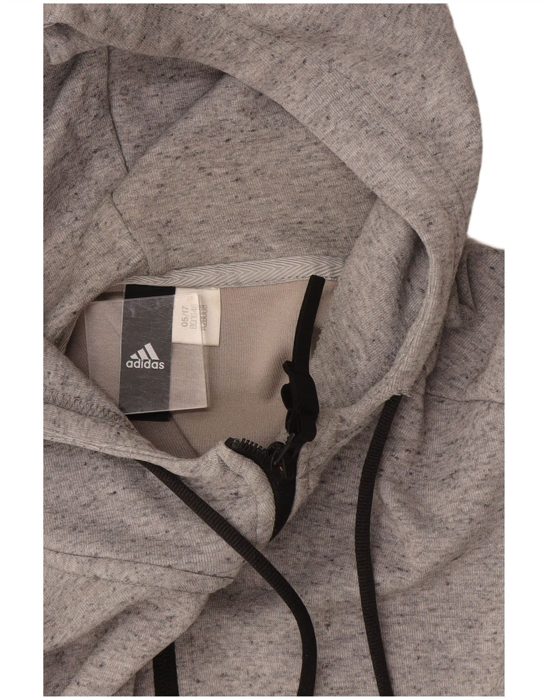 Maglione con cappuccio e zip grafica Adidas da uomo grigio medio chiazzato