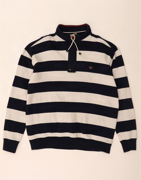 Paul & Shark Maglione da uomo con zip e collo da yachting XL a righe blu navy