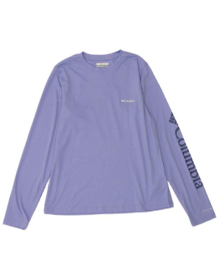 COLUMBIA Mens Graphic Top Long Sleeve Small Purple Polyester