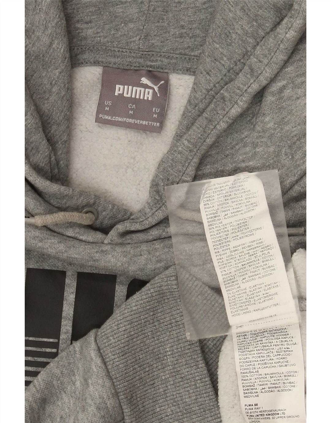 Felpa con cappuccio grafica da uomo Puma in cotone grigio medio