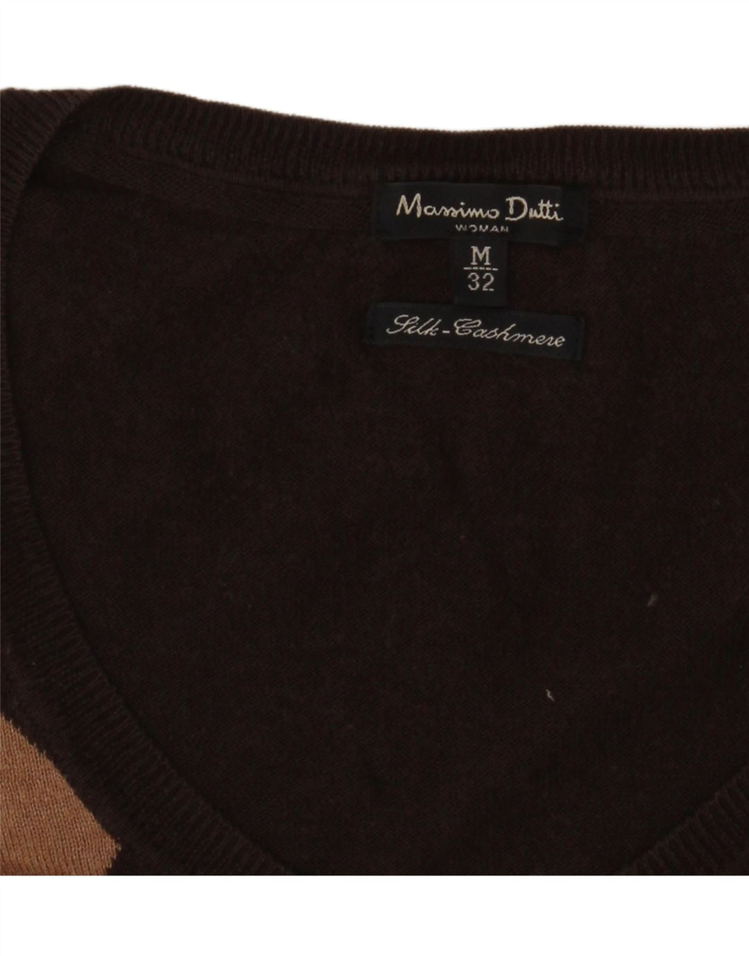 Maglione maglione con scollo a V da donna Massimo Dutti UK 14 Marrone medio