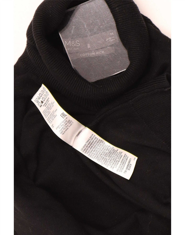 Maglione maglione da uomo Marks & Spencer a collo alto in cotone nero medio
