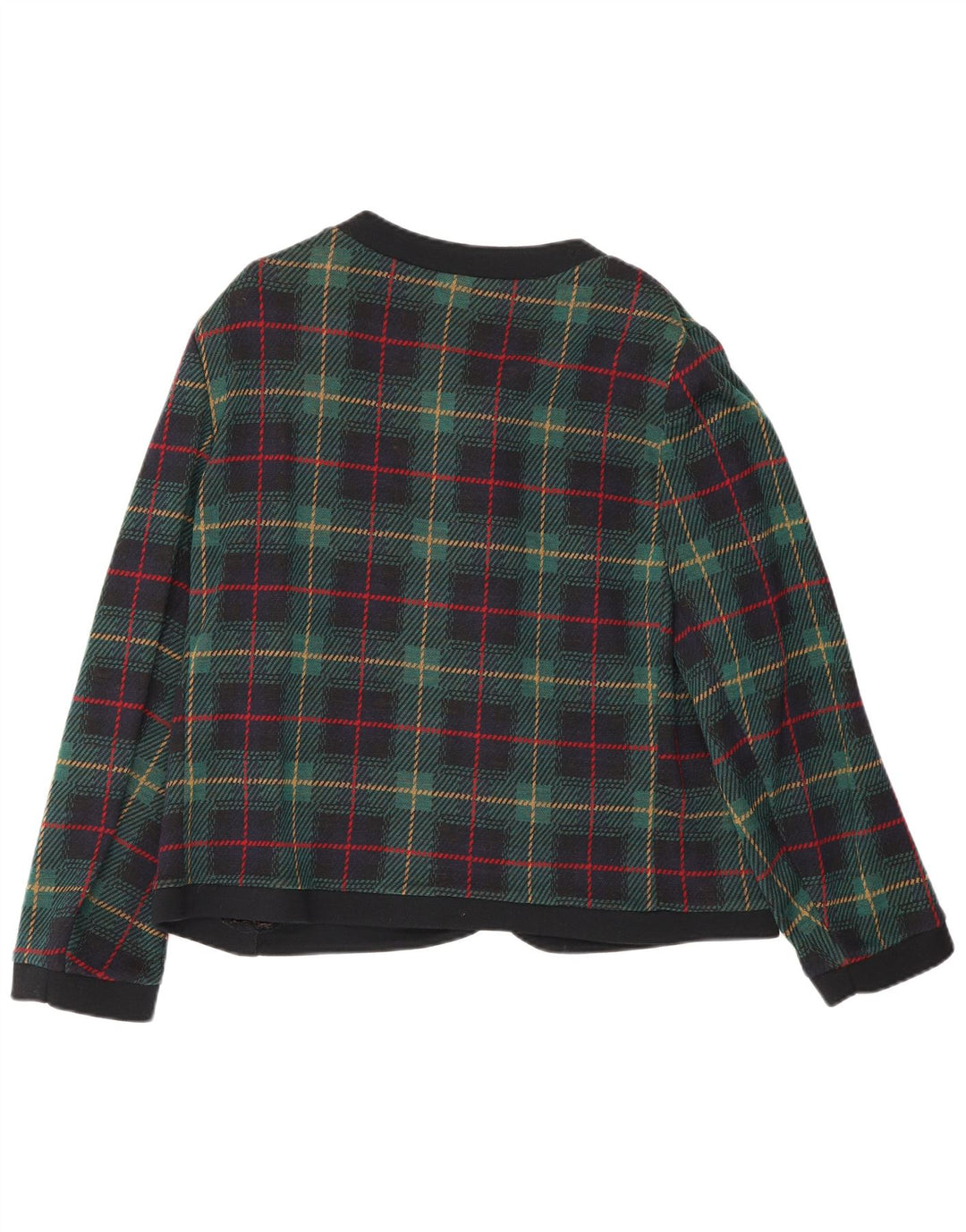 Giacca blazer a 5 bottoni da donna Les Lunis UK 14 Lana a quadri verde medio