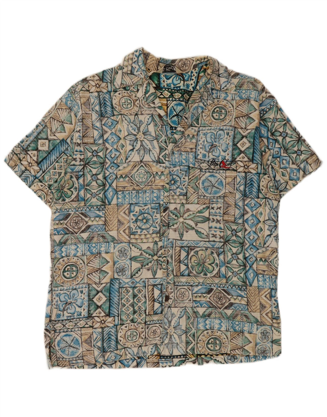 Camicia a maniche corte da uomo Rip Curl Patchwork blu medio