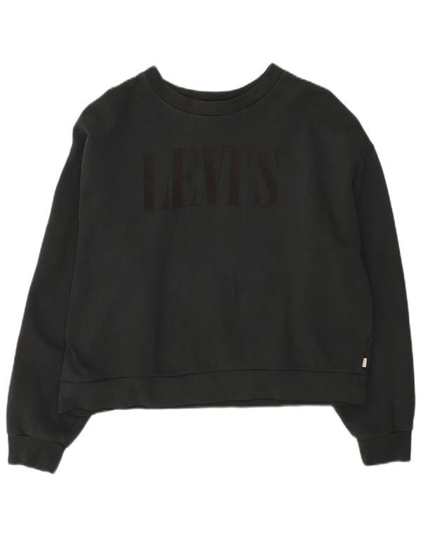 Levi's Donna Felpa Corta Oversize Maglione UK 14 Medio Blu Navy