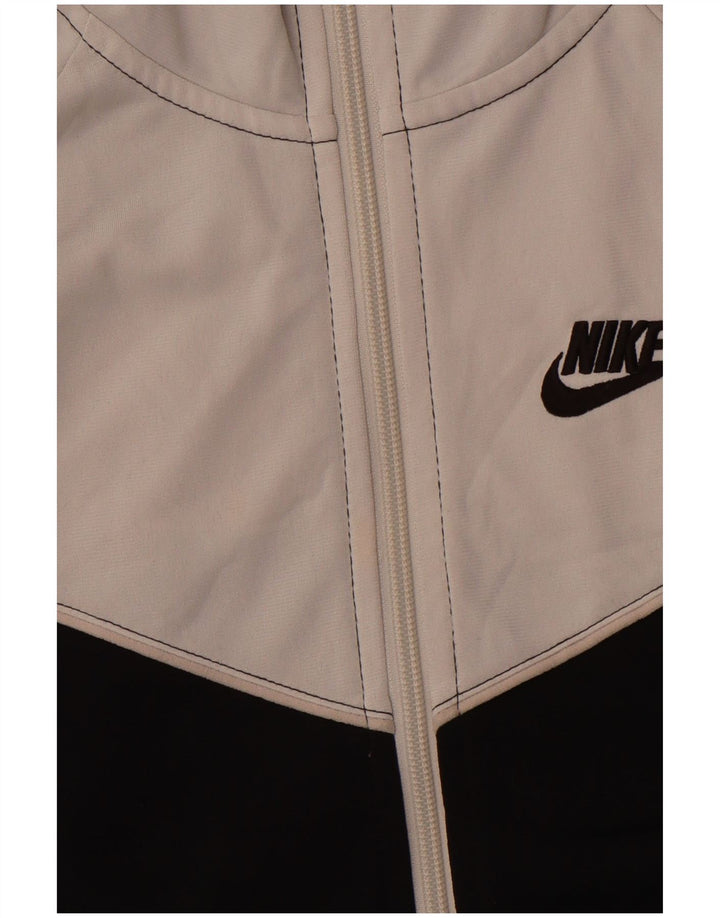 Felpa con cappuccio e zip da donna NIKE UK 6 XS poliestere color block bianco