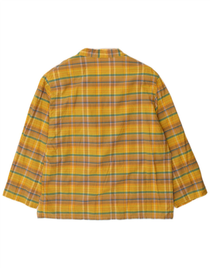 Giacca blazer oversize da donna vintage a 2 bottoni UK 14 medio giallo a quadri