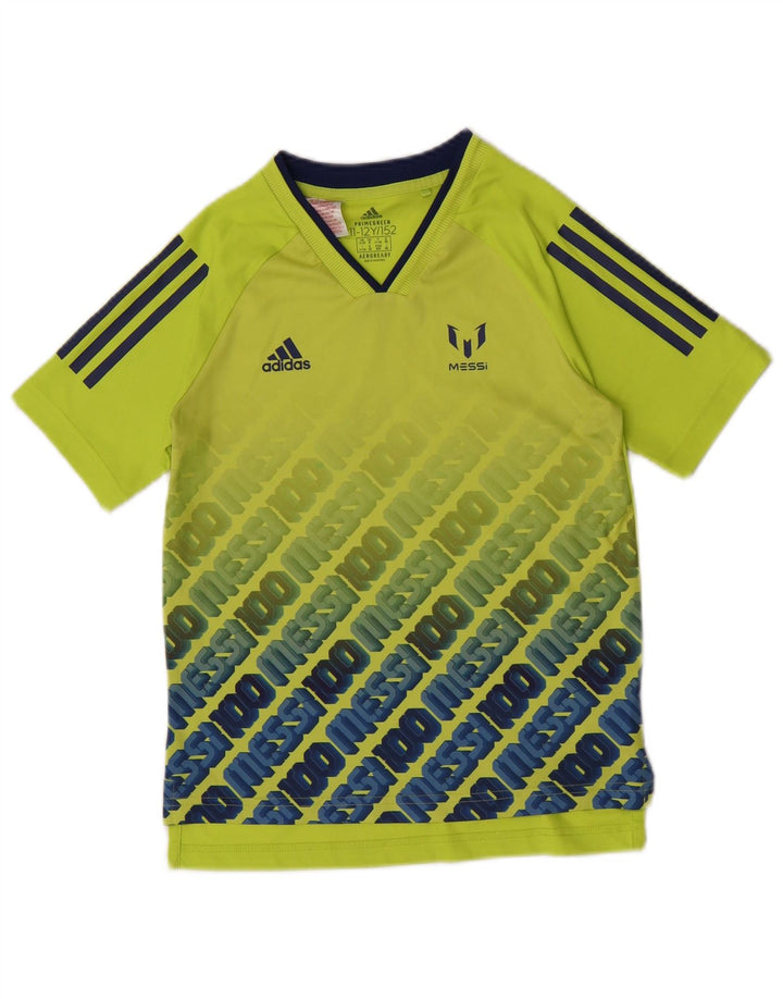 T-shirt grafica Adidas da ragazzo MESSI Top 11-12 anni in poliestere verde