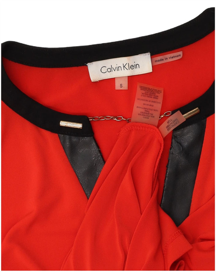 Camicetta da donna Calvin Klein Top UK 10 Small Rosso Colourblock Poliestere