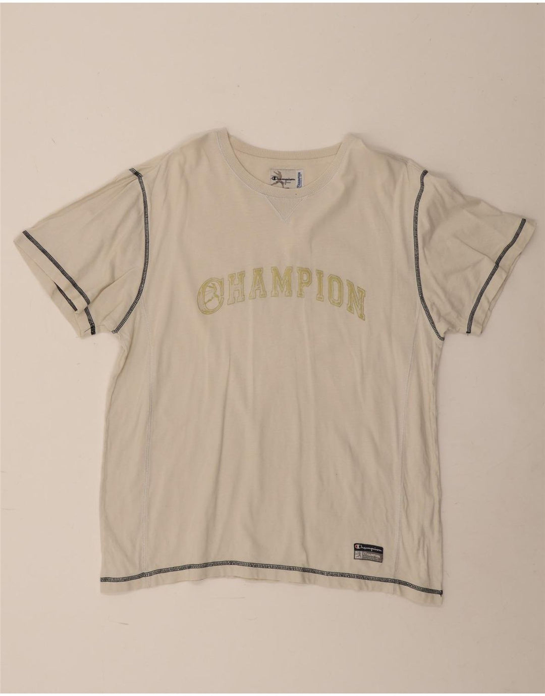 T-shirt grafica da uomo Champion Top grande in cotone bianco sporco