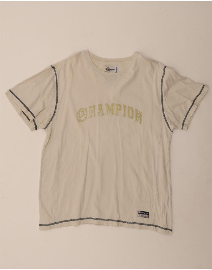 T-shirt grafica da uomo Champion Top grande in cotone bianco sporco