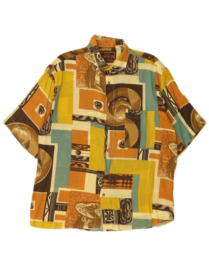 Camicia a maniche corte da uomo con motivo astratto Cotton Club grande multicolore