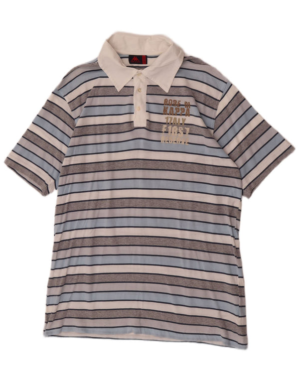 Polo da rugby grafica da uomo Kappa 2XL in cotone a righe multicolore