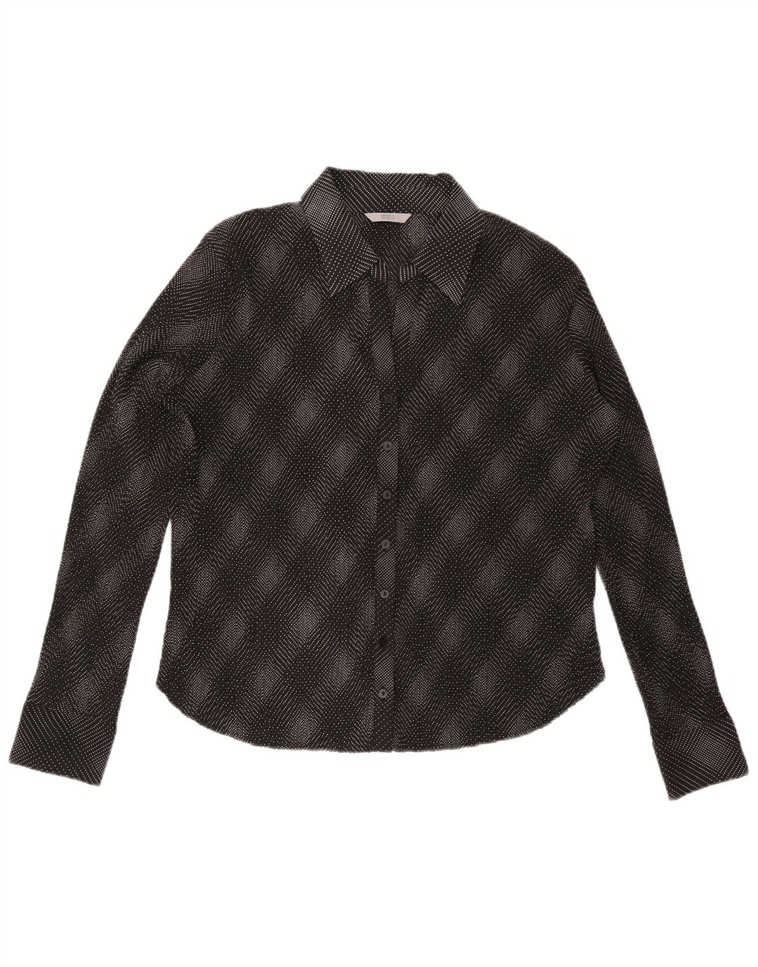 Camicetta camicia da donna Marks & Spencer UK 20 2XL Poliestere nero a quadri