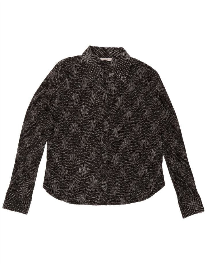 Camicetta camicia da donna Marks & Spencer UK 20 2XL Poliestere nero a quadri