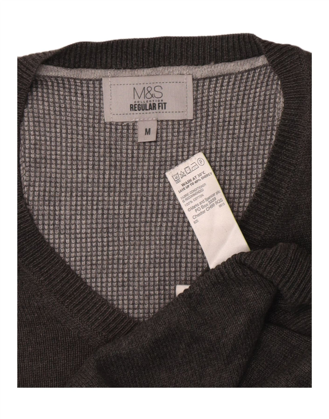 Maglione da uomo Marks & Spencer vestibilità regolare con scollo a V grigio medio screziato