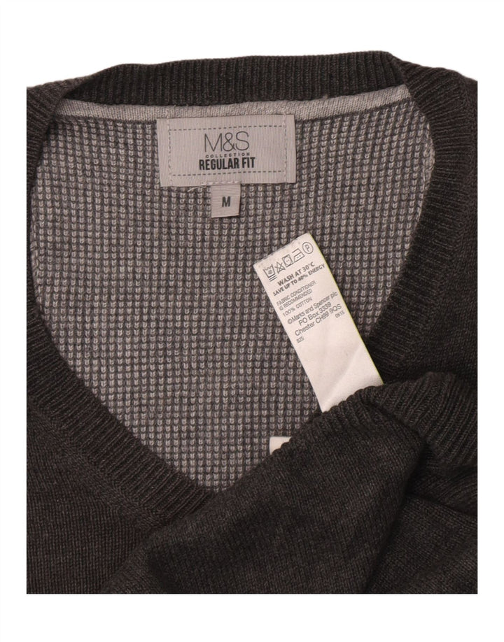 Maglione da uomo Marks & Spencer vestibilità regolare con scollo a V grigio medio screziato