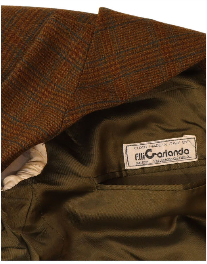 Giacca blazer da uomo a 2 bottoni VINTAGE UK 38 pied de poule marrone medio