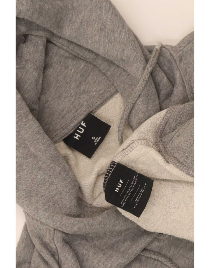 Maglione con cappuccio grafico da uomo HUF piccolo in cotone grigio