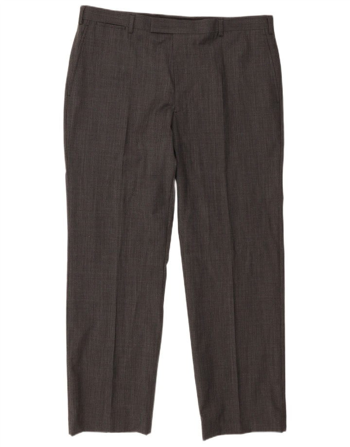 Pantaloni da abito dritti autografi da uomo Marks & Spencer W38 L31 lana grigia