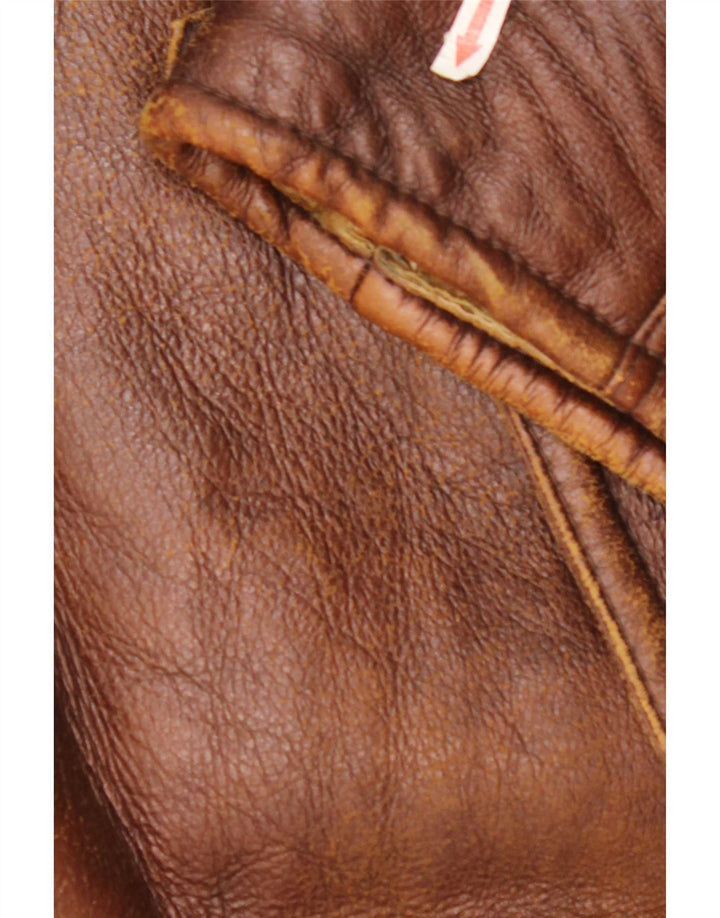 Giacca in shearling vintage da uomo IT 52 XL Shearling marrone