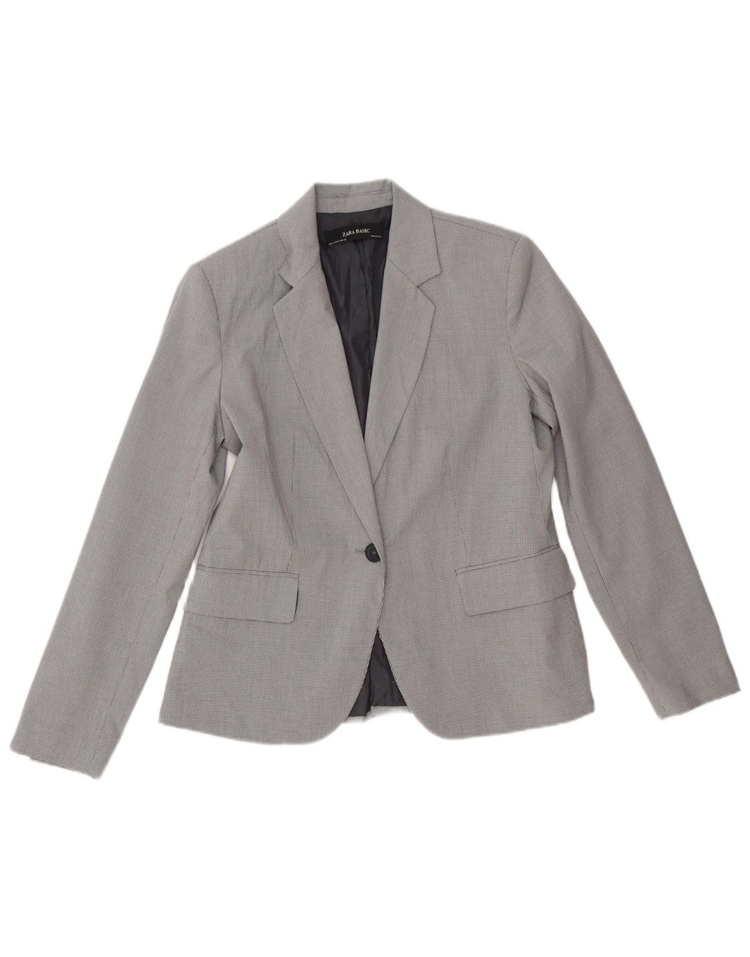 Giacca blazer a 1 bottone da donna Zara EU 40 poliestere pied de poule grigio medio