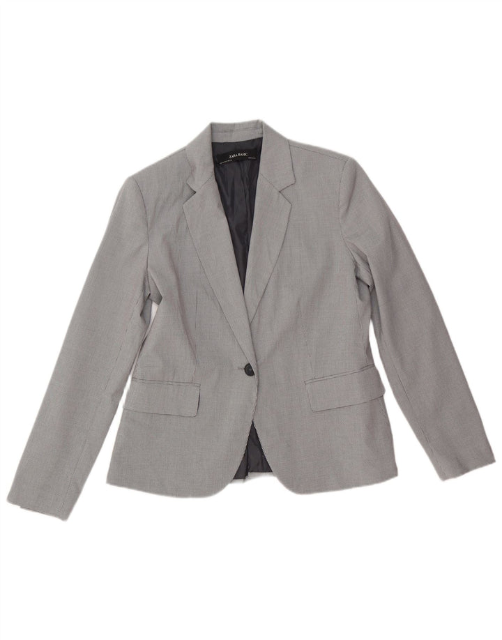 Giacca blazer a 1 bottone da donna Zara EU 40 poliestere pied de poule grigio medio