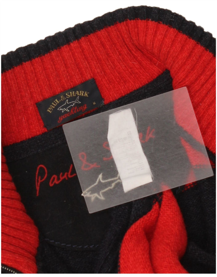 Paul & Shark Maglione da uomo con collo con zip da yachting, maglione a righe blu navy medio