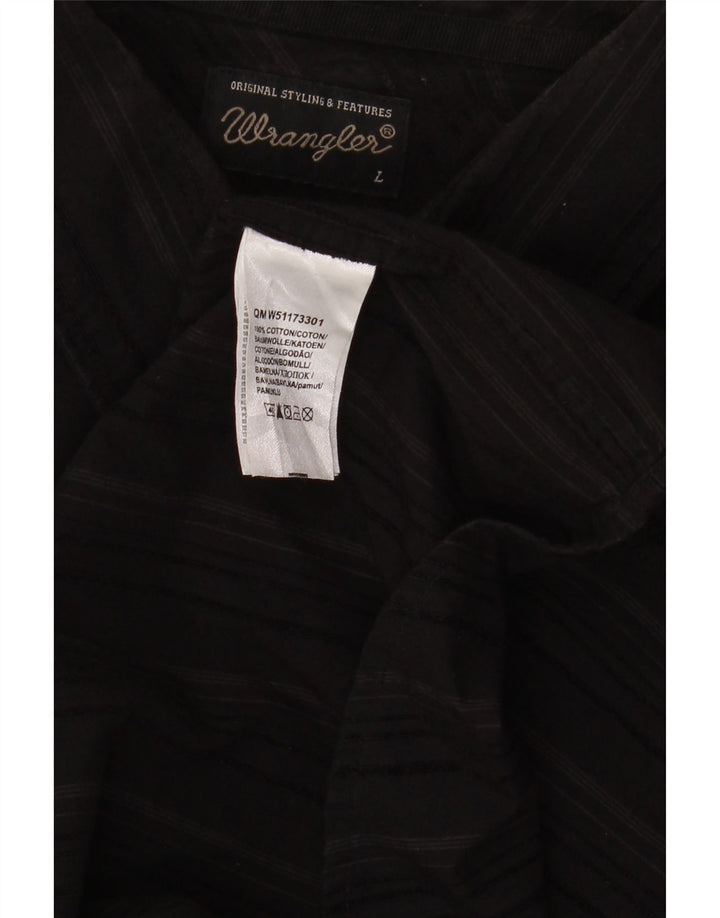 Camicia da uomo Wrangler grande in cotone a righe nere