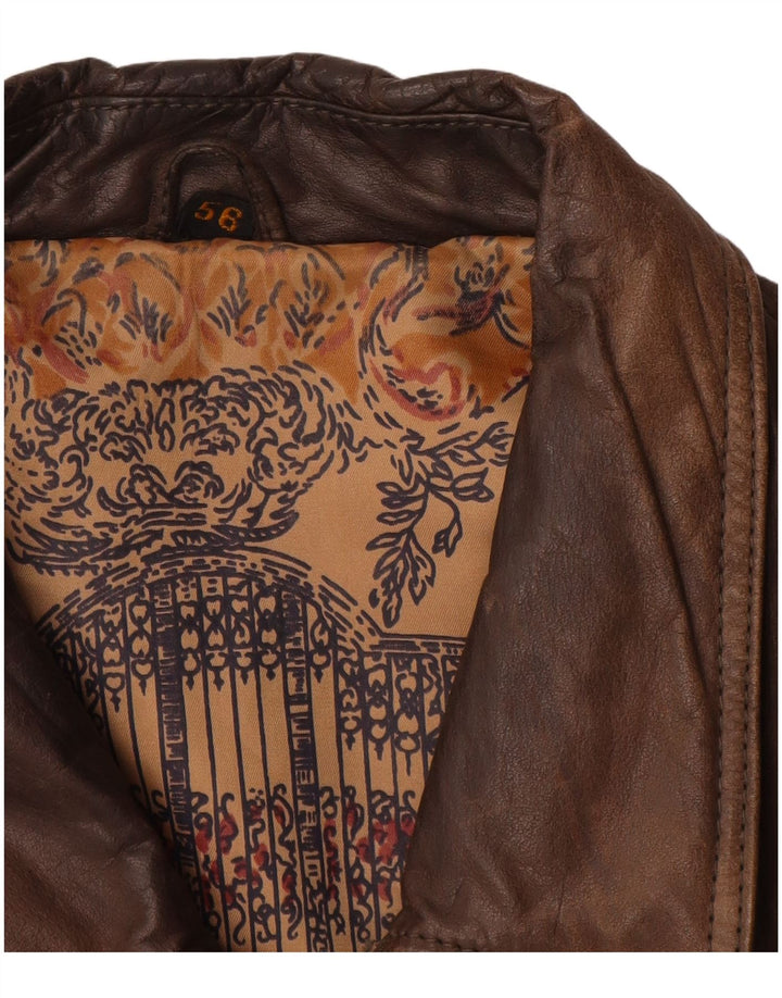 Giacca in Pelle Uomo Itallo IT 56 3XL Pelle Marrone