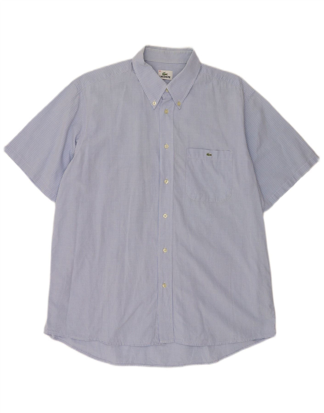 Camicia a maniche corte da uomo Lacoste taglia 42 grande cotone a quadri blu
